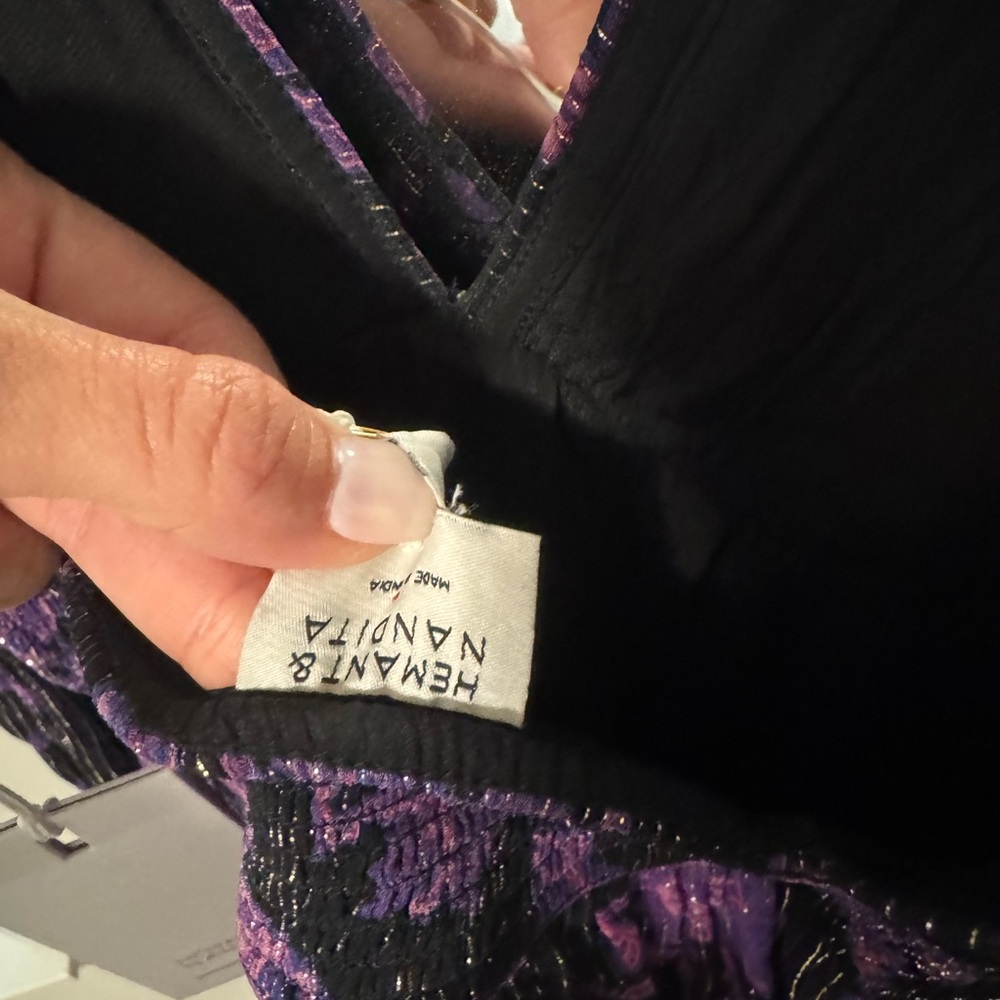 HEMANT & NANDITA Black and Purple Striped Dress - Picture 6 of 6